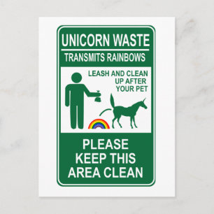 Unicorn Waste Sign Postcard