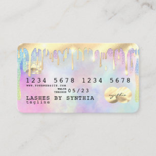 Unicorn  watercolor glitter drips Credit Card drip