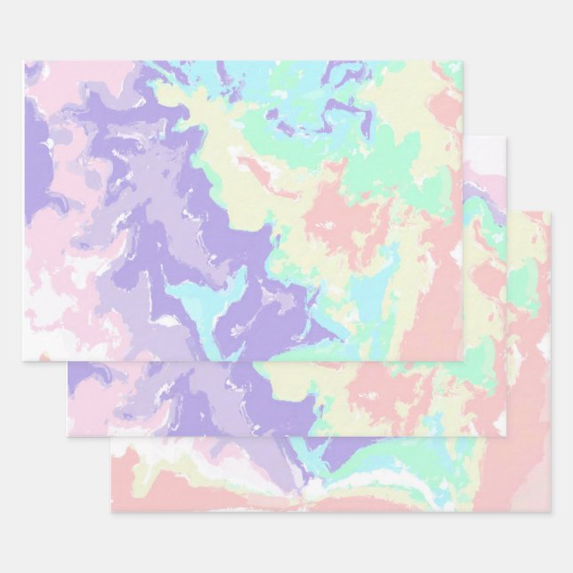 Unicorn Watercolor Pastels  Wrapping Paper Sheet (Set)