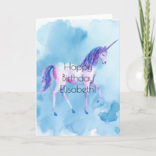 Unicorn Watercolor Personalized Birthday Card