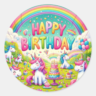 Unicorn Whimsical Birthday stickers