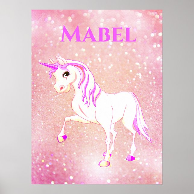Unicorn Whimsical Girls Magical Pink Cute  Poster (Front)