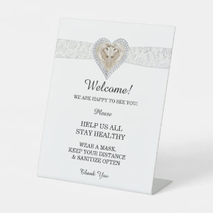 Unicorn White Lace Wedding Safety  Pedestal Sign