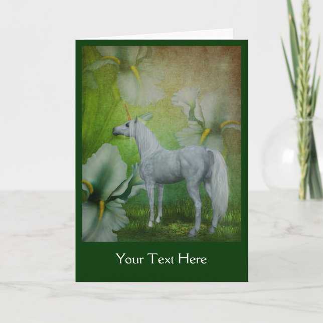 Unicorn White Lilies Imaginaire Horse Carte photo (Devant)