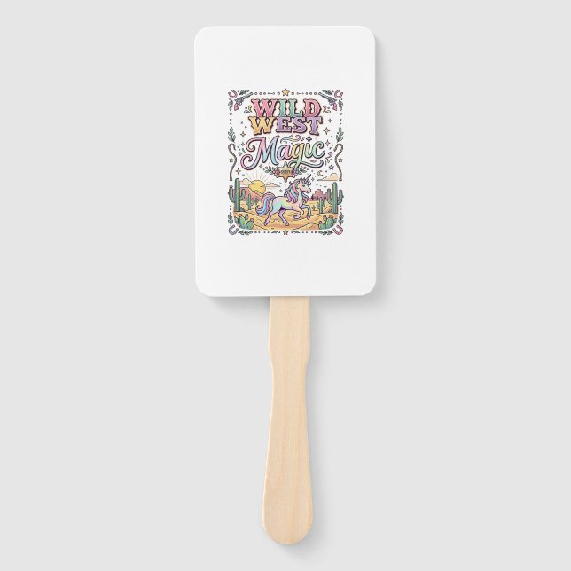 Unicorn Wild West Magic Original Hand Fan (Front)