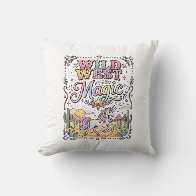 Unicorn Wild West Magic Original Throw Pillow (Front)
