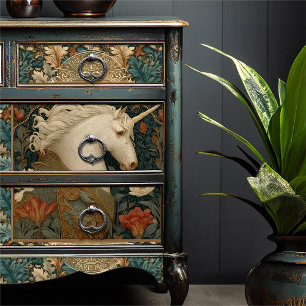 Unicorn William Morris Style Botanical Art Nouveau Tissue Paper