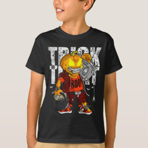 Unicorn Witch Halloween Black Cat Orange Moon T-Shirt