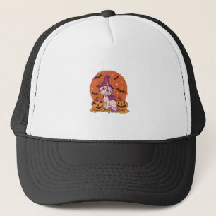 Unicorn Witch Happy Halloween Costume Trucker Hat