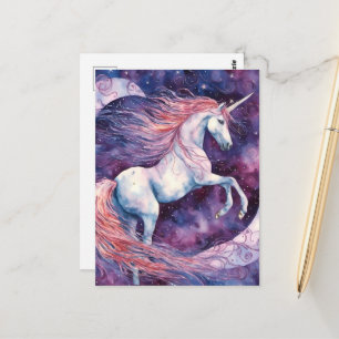 Unicorn with a Pink Mane Fantasy Postcard