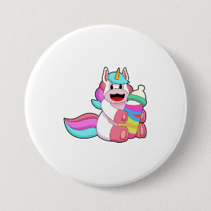 Unicorn with Baby bottle.PNG 3 Inch Round Button