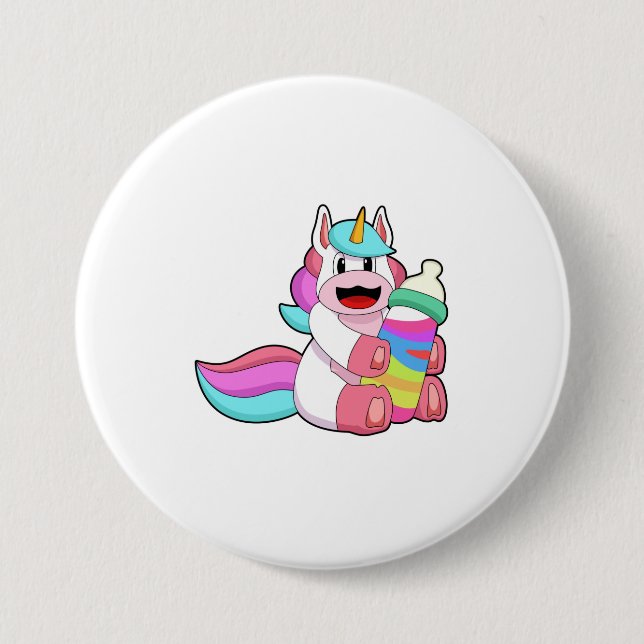 Unicorn with Baby bottle.PNG 3 Inch Round Button (Front)
