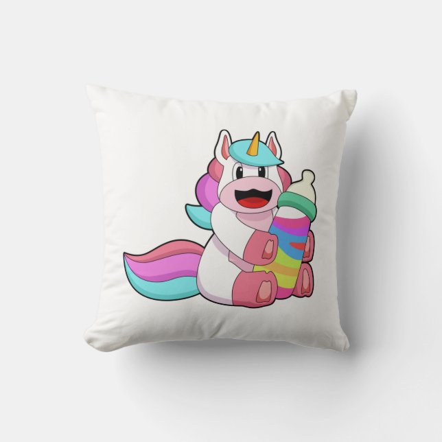 Unicorn with Baby bottle.PNG Throw Pillow (Front)