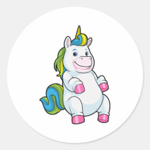 Unicorn with big Belly Classic Round Sticker