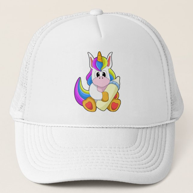 Unicorn with Bottle of Milk Trucker Hat (Front)
