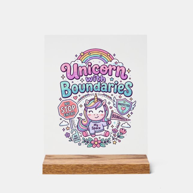 Unicorn with Boundaries Charming Apparel Graphic_1 Acrylic Sign (Front)