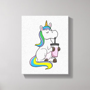 Unicorn with Bubble Tea Canvas Print