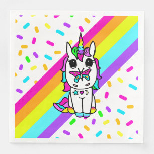 Unicorn with Butterfly on Nose rainbow Sprinkles Napkin