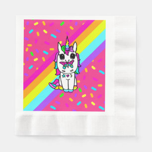 Unicorn with Butterfly on Nose rainbow Sprinkles Napkin