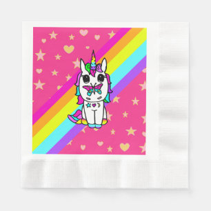 Unicorn with Butterfly on Nose rainbow Sprinkles Napkin