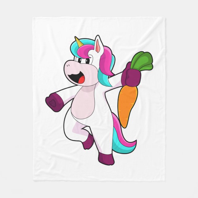 Unicorn with Carrot Fleece Blanket (Front)
