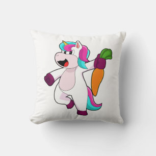 Unicorn with Carrot Throw Pillow