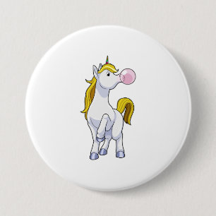 Unicorn with Chewing gum 3 Inch Round Button
