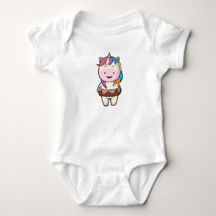 Unicorn with Chocolate doughnut Baby Bodysuit