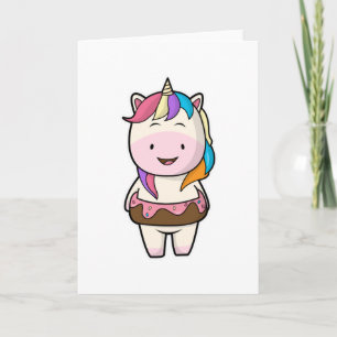 Unicorn with Chocolate doughnut Card