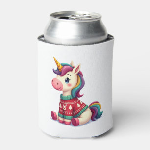 Unicorn with Christmas Sweater Unicorn Girls Chris Can Cooler