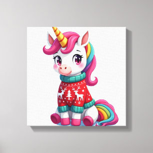 Unicorn with Christmas Sweater Unicorn Girls Chris Canvas Print