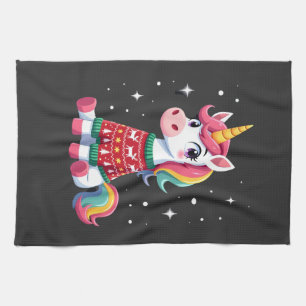 Unicorn with Christmas Sweater Unicorn Girls Chris Kitchen Towel
