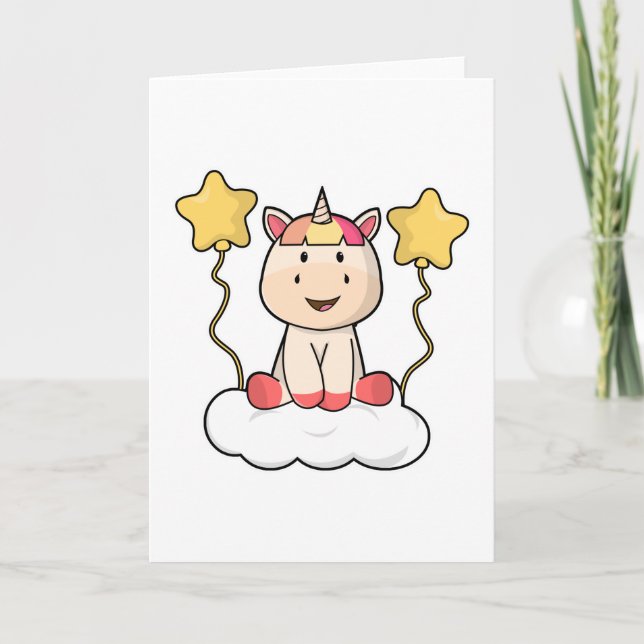 Unicorn with Cloud & Stars Card (Front)