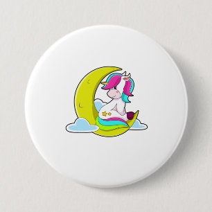 Unicorn with Clouds & Moon 3 Inch Round Button
