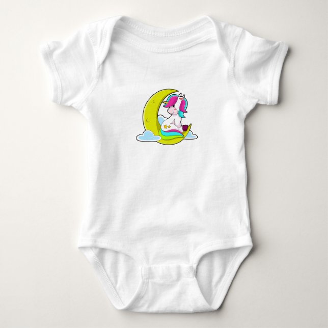 Unicorn with Clouds & Moon Baby Bodysuit (Front)