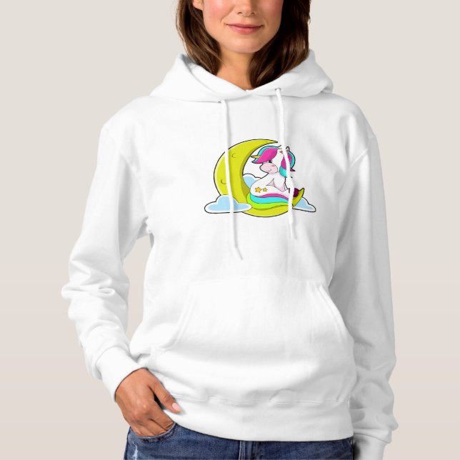 Unicorn with Clouds & Moon Hoodie (Front)