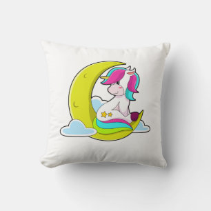 Unicorn with Clouds & Moon Throw Pillow
