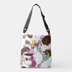 Unicorn with Coffee T-Shirt Crossbody Bag