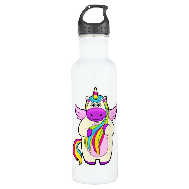 Unicorn with colourful Hairs 710 Ml Water Bottle (Front)