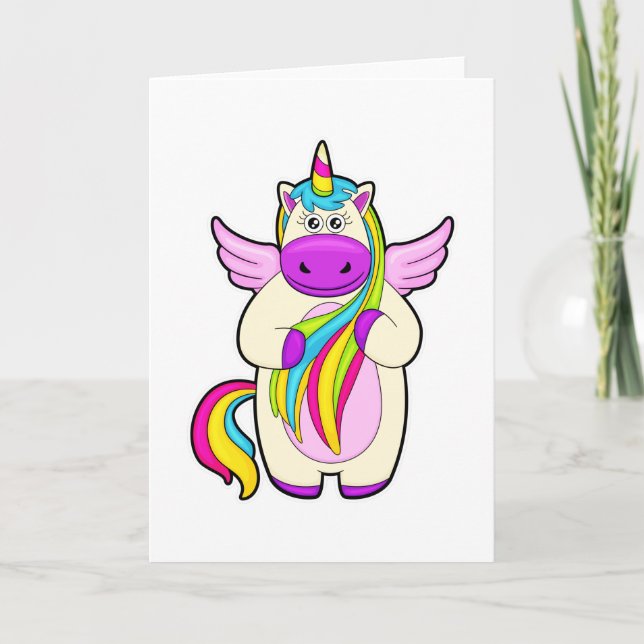 Unicorn with colourful Hairs Card (Front)