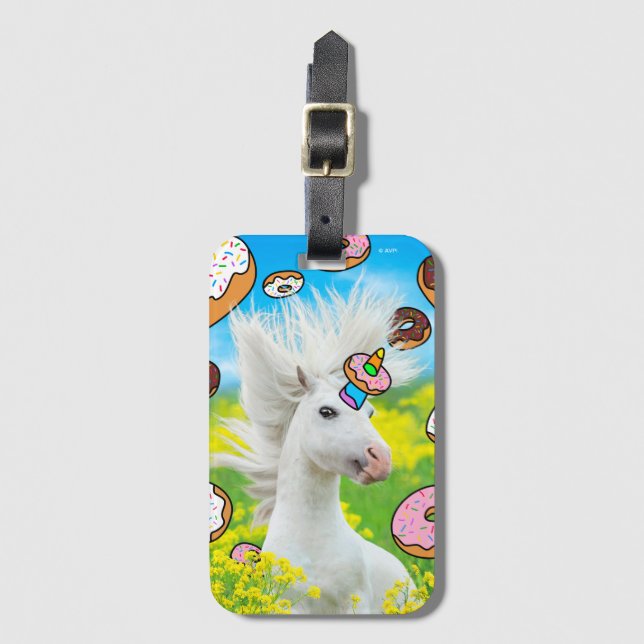 Unicorn With Donuts Luggage Tag (Front Vertical)