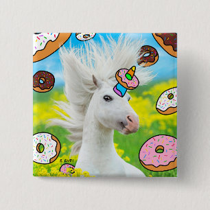 Unicorn With Doughnuts 2 Inch Square Button