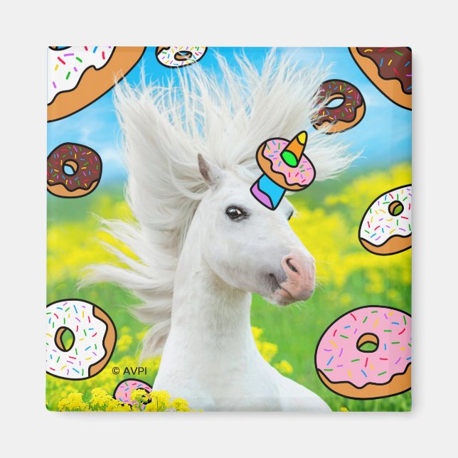 Unicorn With Doughnuts Magnet (Front)