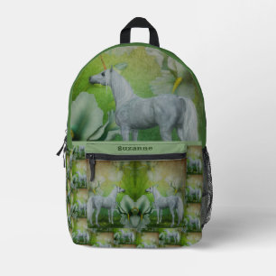Unicorn With Fantasy Flowers Personalized Printed Backpack