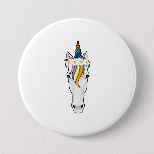 Unicorn with Flowers 3 Inch Round Button (Front)