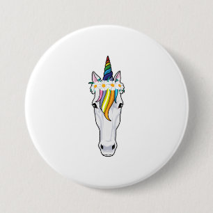 Unicorn with Flowers 3 Inch Round Button