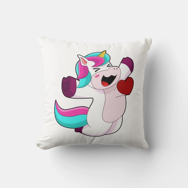 Unicorn with Heart Throw Pillow (Front)