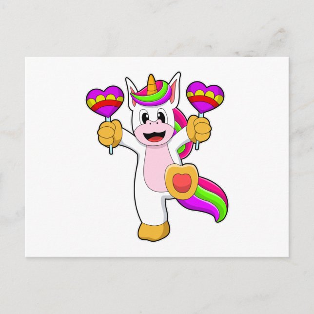 Unicorn with Hearts Postcard (Front)