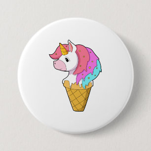Unicorn with Ice cream 3 Inch Round Button