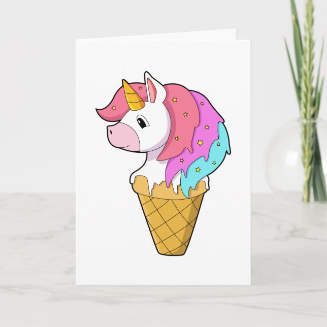 Unicorn with Ice cream Card (Front)